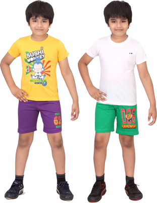 

Dongli Kids Nightwear Boys Printed Cotton(Multicolor), Purple & green & gyellow & white