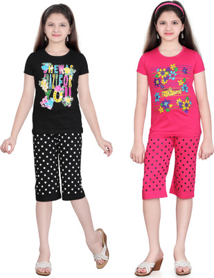 

Sini Mini Girls Casual(Multicolor, Rpink & black & rpink & white