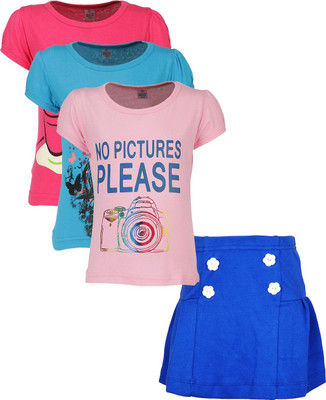 

Gkidz Girls Casual T-shirt Skirt(Multicolor