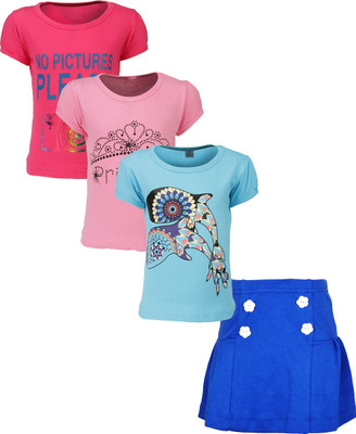 

Gkidz Girls Casual T-shirt Skirt(Multicolor