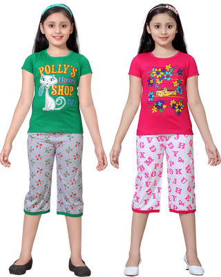 

Sini Mini Girls Casual Top Capri(Multicolor, Combo color