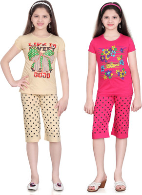 

Sini Mini Girls Casual(Multicolor, Beige & rpink & beige & rpink