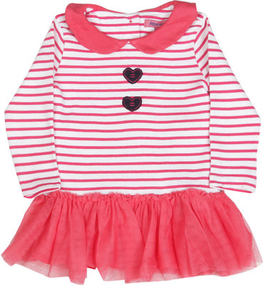 

NautiNati Girls Casual Dress(White, Coral