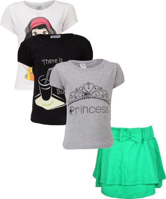 

Gkidz Girls Casual T-shirt Skirt(Multicolor