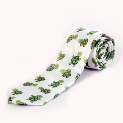 

Blacksmith Tiny Turtles Design Graphic Print Men's Tie, Green;white