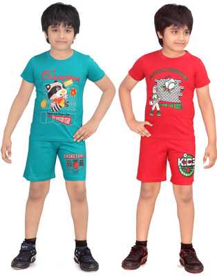 

Dongli Kids Nightwear Boys Cotton(Multicolor, Tblue & red & dbps & tblue & red