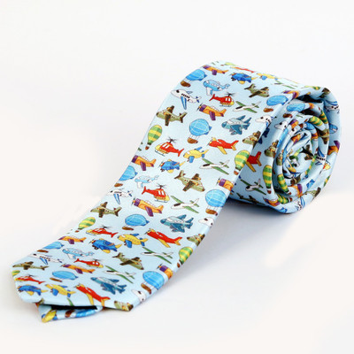 

Blacksmith Cartoon Aeroplane Design Graphic Print Men's Tie, Blue