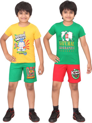 

Dongli Kids Nightwear Boys Printed Cotton(Multicolor), Green & red & gyellow & green