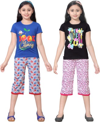 

Sini Mini Kids Nightwear Girls Solid, Printed Cotton, Set_2spa666rd_rbl_rbl_tp_tiger555rp_bk_bk_tp