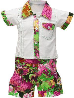 Golden Girl Girls Casual T-shirt(White, Green