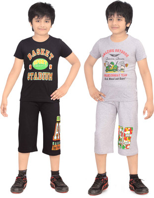 

Dongli Kids Nightwear Boys Cotton(Multicolor, Black wmelange black wmelange