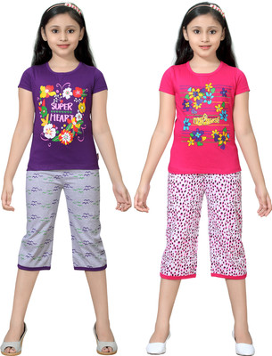 

Sini Mini Girls Casual Top Capri(Multicolor, Combo color