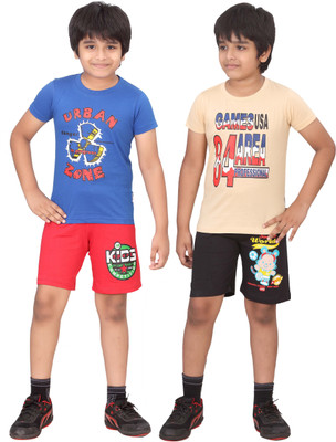 

Dongli Kids Nightwear Boys Printed Cotton(Multicolor), Red & black & rblue & beige