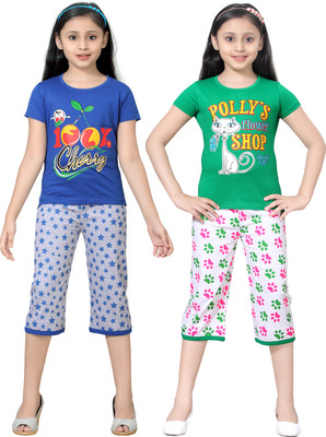 

Sini Mini Girls Casual Top Capri(Multicolor, Combo color