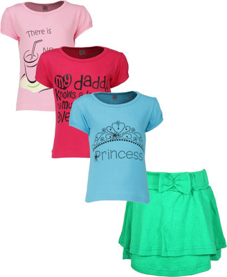 

Gkidz Girls Casual T-shirt Skirt(Multicolor