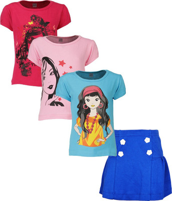 

Gkidz Girls Casual T-shirt Skirt(Multicolor