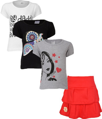 

Gkidz Girls Casual T-shirt Skirt(Multicolor