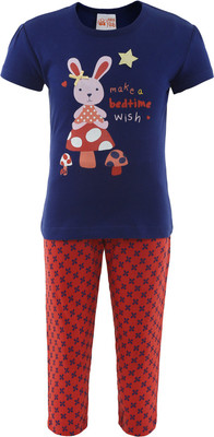

FS Mini Klub Girls T-shirt Pant(Dark Blue, Navy