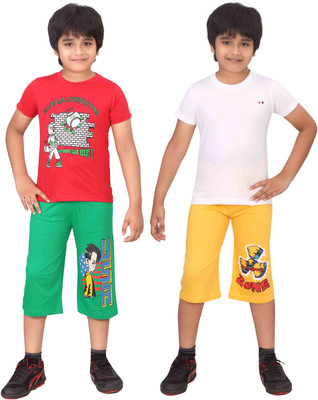 

Dongli Kids Nightwear Boys Printed Cotton(Multicolor), Green & gyellow & white & red