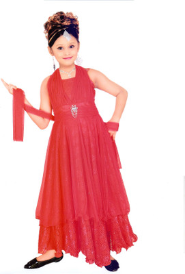 

Hey Baby Girls Party(Festive) Dress Gown(Red