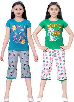 

Sini Mini Girls Casual Top Capri(Multicolor, Combo color