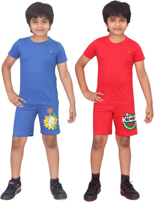 

Dongli Kids Nightwear Boys Cotton(Multicolor, Rblue & red & dbps & rblue & red