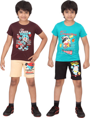 

Dongli Kids Nightwear Boys Printed Cotton(Multicolor), Beige & black & brown & tblue