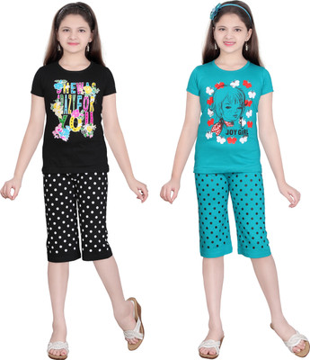 

Sini Mini Girls Casual(Multicolor, Tblue & black & tblue & black