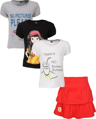 

Gkidz Girls Casual T-shirt Skirt(Multicolor