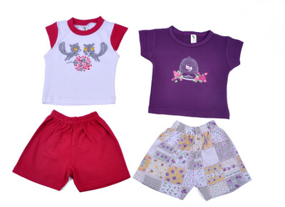 Cucumber Girls Casual T-shirt Trouser(Pink) available at flipkart for Rs.287