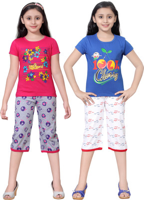 

Sini Mini Girls Casual Top Capri(Multicolor, Combo color