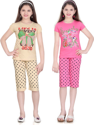

Sini Mini Girls Casual(Multicolor, Beige & mpink & beige & mpink