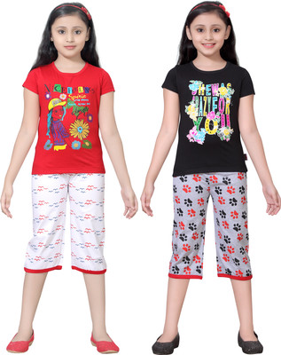 

Sini Mini Girls Casual Top Capri(Multicolor, Combo color