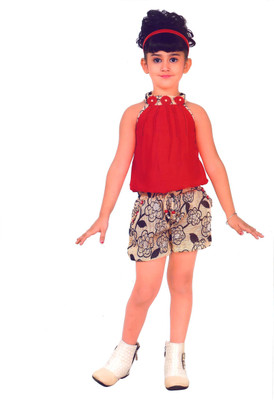 

Hey Baby Girls Party(Festive) Top Pant(Red