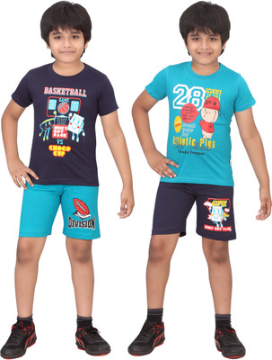 

Dongli Kids Nightwear Boys Printed Cotton(Multicolor), Petrol & navy & navy & petrol
