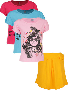 

Gkidz Girls Casual T-shirt Skirt(Multicolor