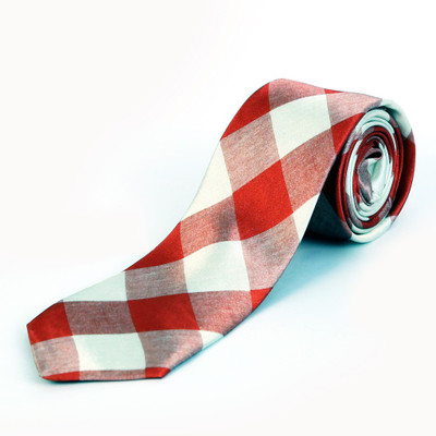 

Blacksmith Red And Beige Checks Design Checkered Men's Tie, Red;white