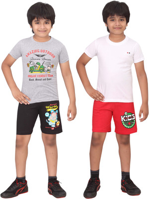 

Dongli Kids Nightwear Boys Printed Cotton(Multicolor), Black & red & wmelange & white
