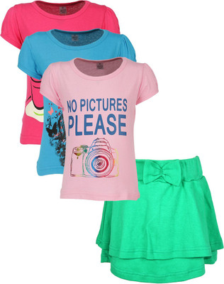 

Gkidz Girls Casual T-shirt Skirt(Multicolor