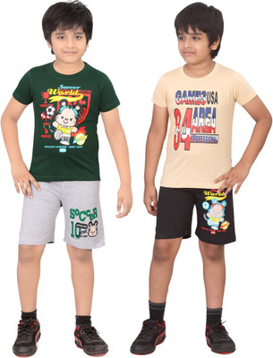 

Dongli Kids Nightwear Boys Printed Cotton(Multicolor), Wmelange & black & mgreen & beige