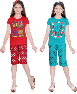 

Sini Mini Girls Casual(Multicolor, Tblue & red & tblue & red
