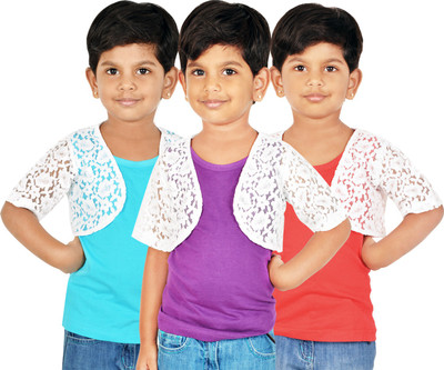 

Gkidz Girls Casual Shrug Vest(Multicolor, White