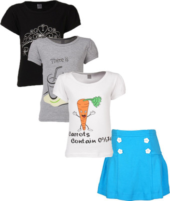 

Gkidz Girls Casual T-shirt Skirt(Multicolor