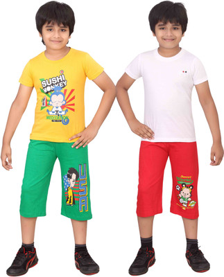 

Dongli Kids Nightwear Boys Printed Cotton(Multicolor), Green & red & gyellow & white