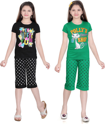 

Sini Mini Girls Casual(Multicolor, Green & black & green & balck