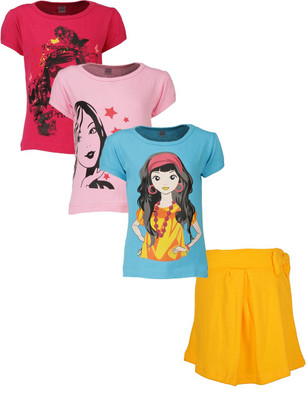 

Gkidz Girls Casual T-shirt Skirt(Multicolor