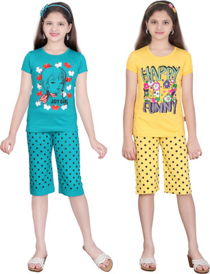 

Sini Mini Girls Casual(Multicolor, Tblue & gyellow & tblue & gyellow