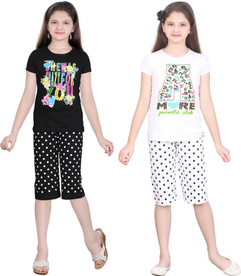 

Sini Mini Girls Casual(Multicolor, White & black & white & black