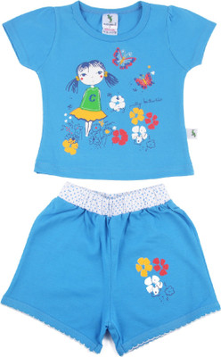 Cucumber Girls Casual T-shirt Trouser(Blue) available at flipkart for Rs.292