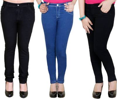 K-72 Slim Women's Black, Light Blue Jeans
